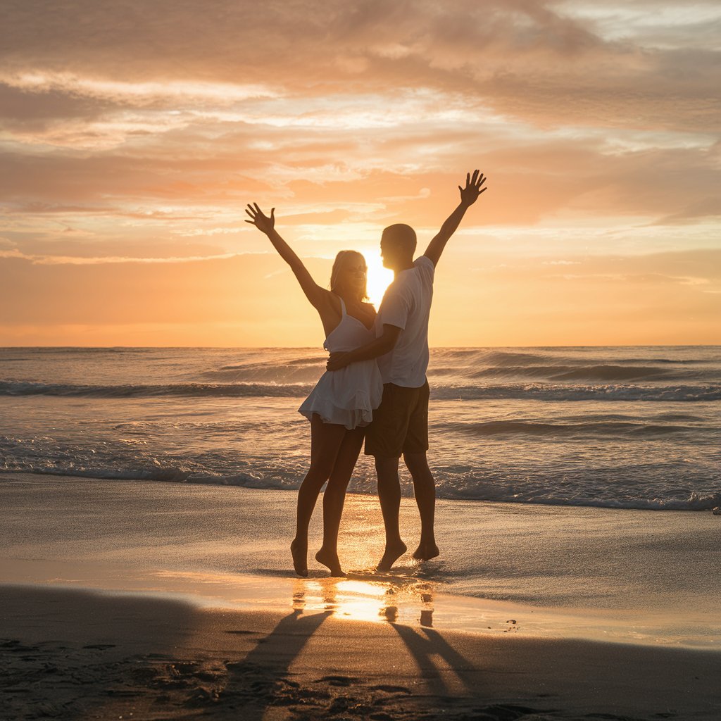 Romantic Walk on The Beach