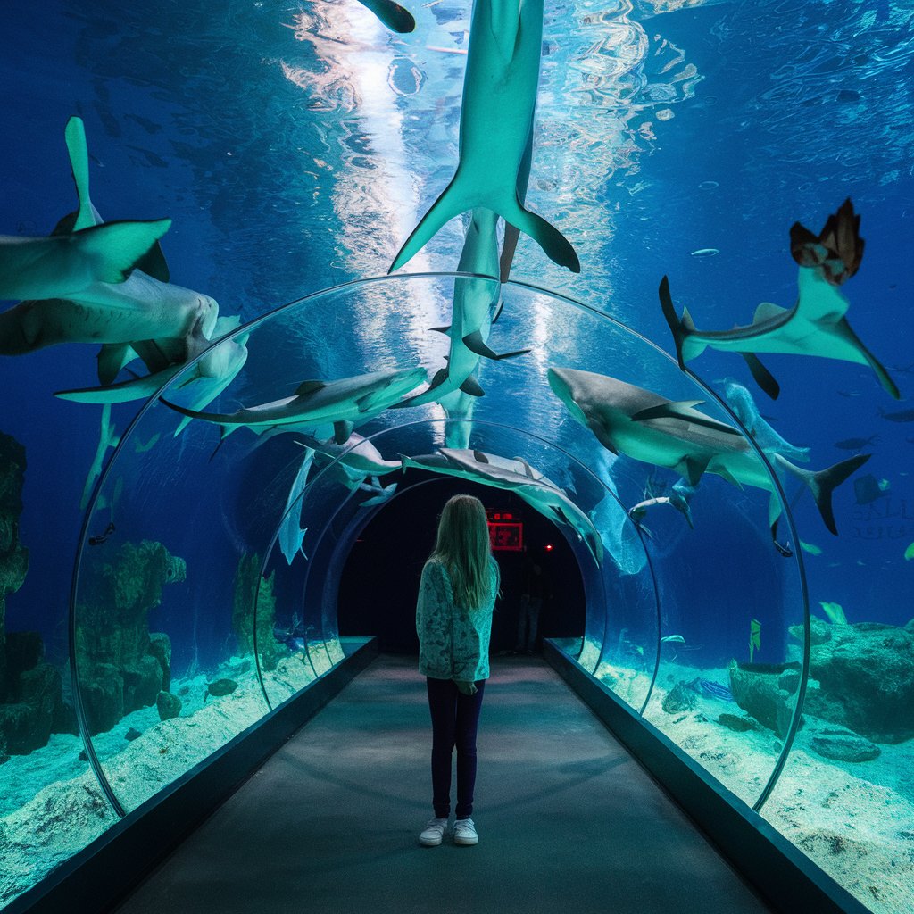 Sharks in a tunnel at Ripley's Aquarium in Myrtle Beach