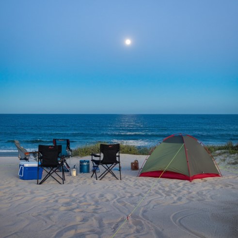 you cannot camp directly on the beach in Myrtle Beach