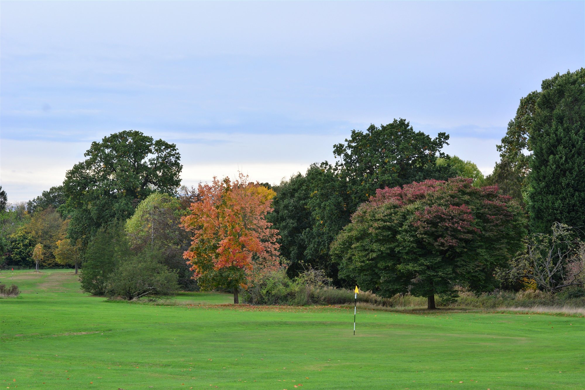 Golf course fairway and green with fall foliage near Myrtle Beach
